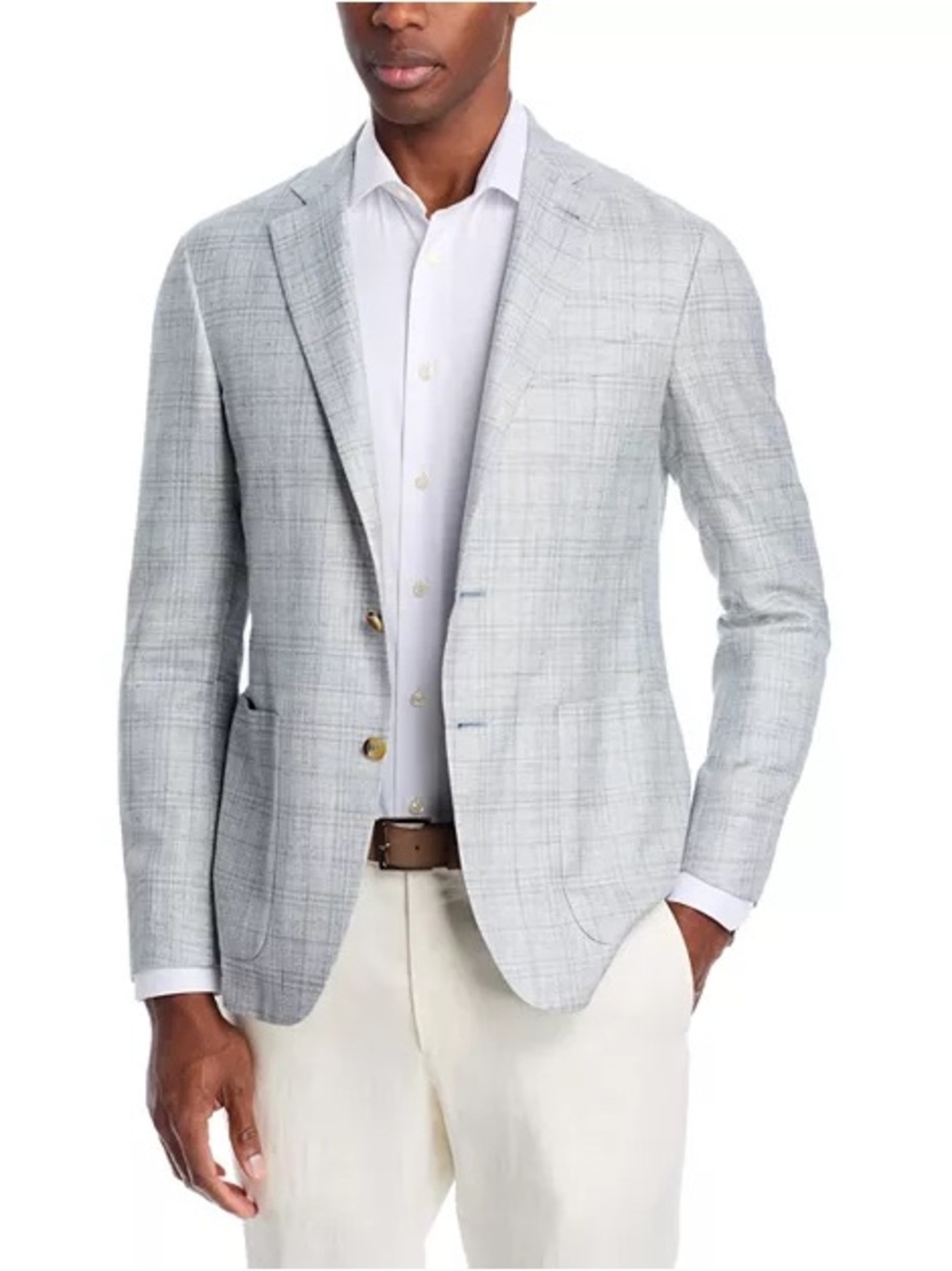 Canali Kei Wool, Silk & Linen Plaid Unstructured Regular Fit Sport Coat 44S